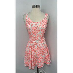 Aeropostale Bethany Mota Skater Dress Womens Small Sleeveless White Neon Orange